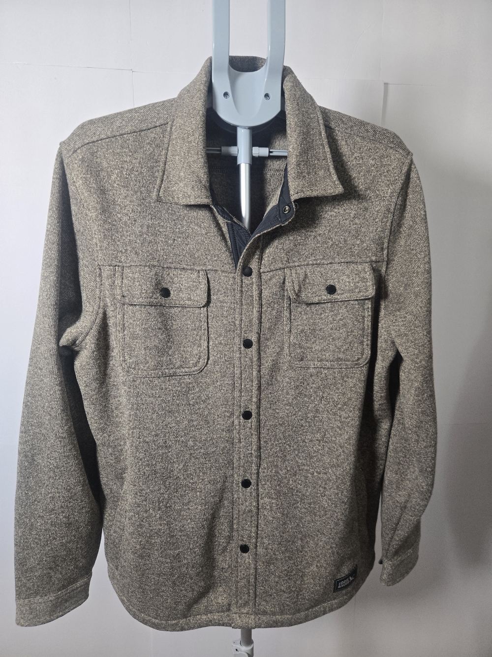 Eddie Bauer Men's Heather Taupe Wool-Blend Shirt Jacket